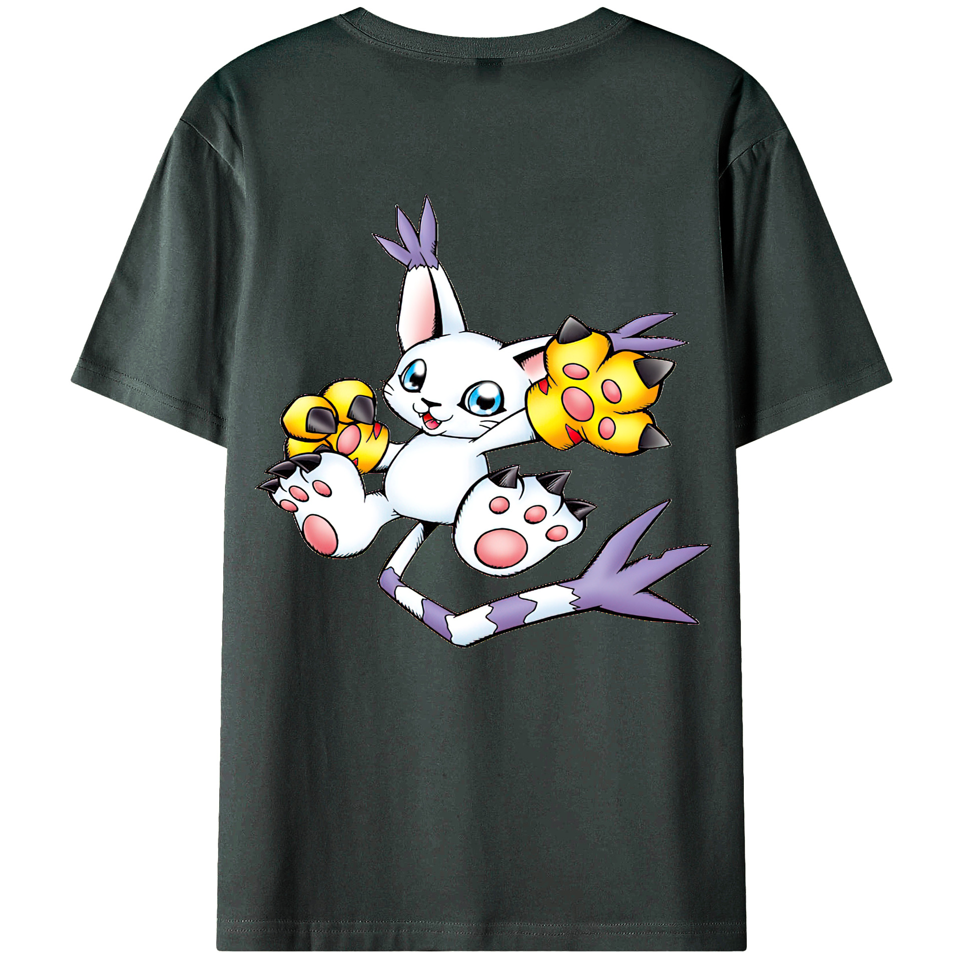 （画像用） Digimon デジタルモンスター/デジモン 綿100％ メンズ半袖Tシャツ（バックプリント） 通気性